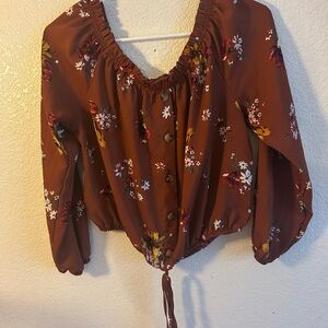 Polly & Esther Brown Floral Blouse
